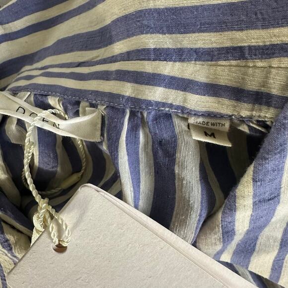 Doen  Marne Blue Villandry Striped Khadi Silk Voile Short Mini Dress Medium - Picture 3 of 12